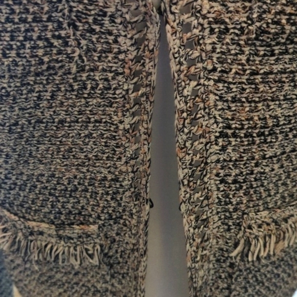 Joie linen blend nubby fringe pockets lightweight neutral career blazer sz XS - Picture 4 of 10